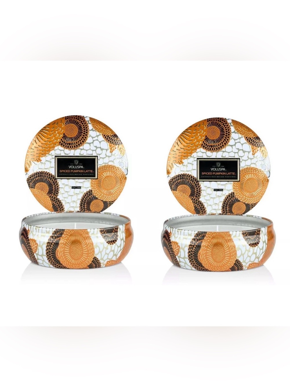 Voluspa Spiced Pumpkin Latte 3-Wick Coconut Wax Candle ( Lot of 2 )